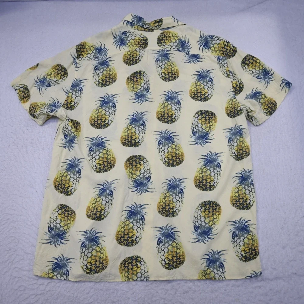 Banana Republic Pineapples Hawaiian Shirt 100% Viscose Slim Short Sleeve Mens XL